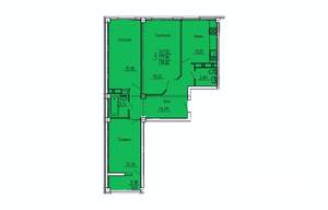 3-к квартира, строящийся дом, 80м2, 18/18 этаж