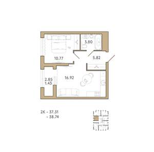 1-к квартира, вторичка, 39м2, 8/18 этаж