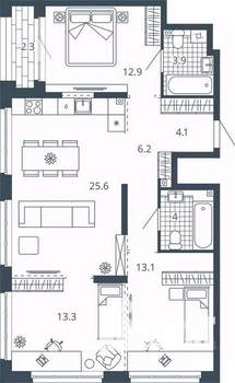 3-к квартира, вторичка, 85м2, 9/24 этаж
