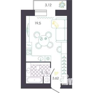 Студия квартира, строящийся дом, 30м2, 11/16 этаж