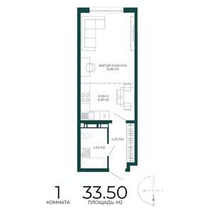 1-к квартира, вторичка, 34м2, 5/17 этаж
