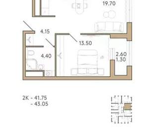 2-к квартира, вторичка, 43м2, 15/9 этаж