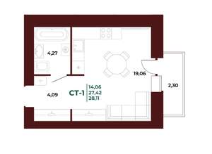 Студия квартира, вторичка, 28м2, 13/17 этаж