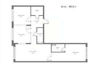 3-к квартира, вторичка, 90м2, 3/21 этаж