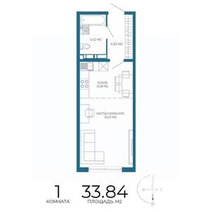 1-к квартира, вторичка, 34м2, 10/17 этаж