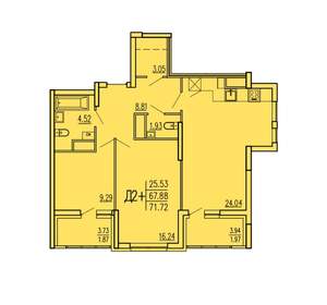 2-к квартира, вторичка, 72м2, 2/17 этаж