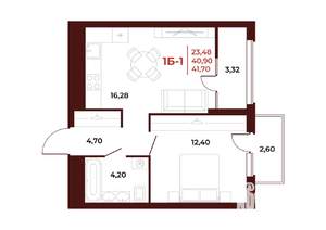 1-к квартира, вторичка, 42м2, 18/18 этаж