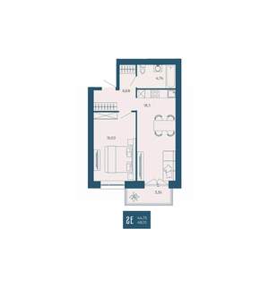 2-к квартира, вторичка, 48м2, 9/17 этаж