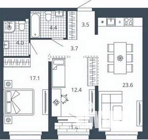 2-к квартира, вторичка, 70м2, 15/24 этаж