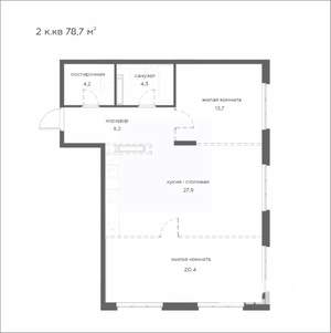 2-к квартира, вторичка, 79м2, 19/21 этаж