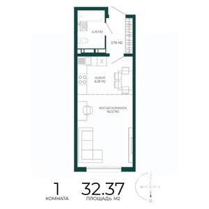 1-к квартира, вторичка, 32м2, 17/17 этаж