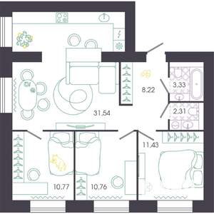 3-к квартира, вторичка, 78м2, 1/14 этаж