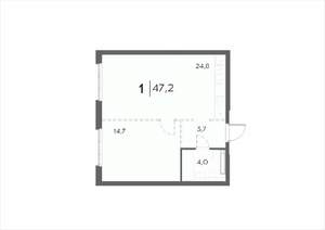 1-к квартира, вторичка, 47м2, 8/21 этаж