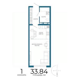 1-к квартира, вторичка, 34м2, 13/17 этаж