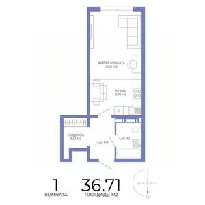 1-к квартира, строящийся дом, 37м2, 11/17 этаж