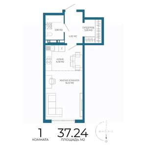 1-к квартира, строящийся дом, 37м2, 11/17 этаж