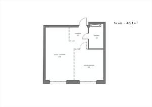 1-к квартира, вторичка, 45м2, 16/21 этаж