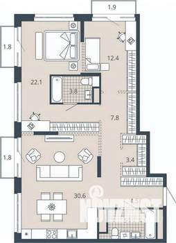 2-к квартира, вторичка, 95м2, 9/23 этаж