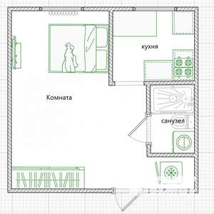 1-к квартира, вторичка, 30м2, 5/5 этаж