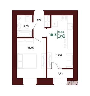 1-к квартира, вторичка, 40м2, 7/17 этаж