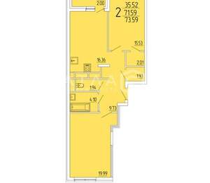 2-к квартира, сданный дом, 75м2, 11/18 этаж