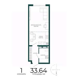1-к квартира, вторичка, 34м2, 8/17 этаж