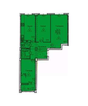 3-к квартира, строящийся дом, 75м2, 2/18 этаж