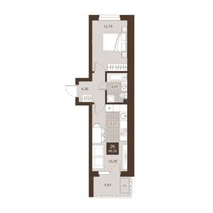 2-к квартира, вторичка, 40м2, 1/22 этаж