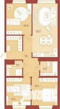 3-к квартира, вторичка, 83м2, 16/17 этаж