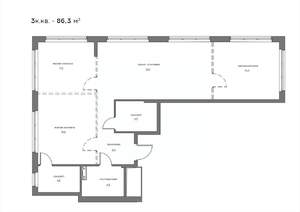 3-к квартира, вторичка, 86м2, 10/21 этаж
