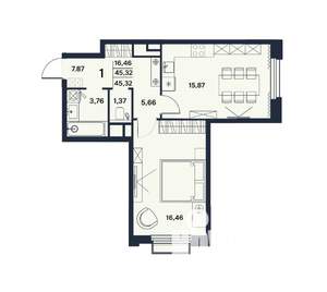1-к квартира, вторичка, 45м2, 1/17 этаж