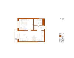 1-к квартира, вторичка, 43м2, 8/18 этаж