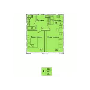 2-к квартира, строящийся дом, 48м2, 10/18 этаж