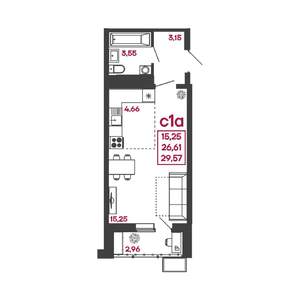Студия квартира, вторичка, 30м2, 6/17 этаж