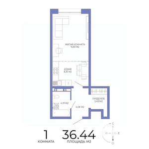 1-к квартира, строящийся дом, 36м2, 2/17 этаж