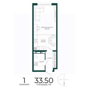 1-к квартира, вторичка, 34м2, 3/17 этаж
