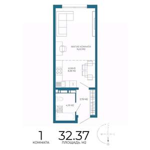 1-к квартира, вторичка, 32м2, 17/17 этаж
