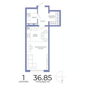1-к квартира, строящийся дом, 37м2, 10/17 этаж