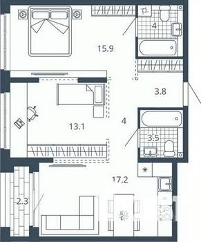 2-к квартира, вторичка, 64м2, 5/24 этаж