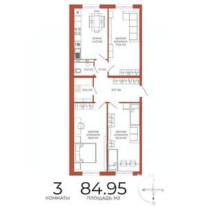 3-к квартира, строящийся дом, 85м2, 14/18 этаж