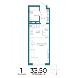 1-к квартира, строящийся дом, 34м2, 3/17 этаж