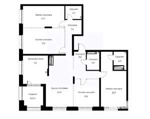 4-к квартира, вторичка, 148м2, 22/23 этаж