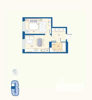 1-к квартира, вторичка, 38м2, 2/16 этаж