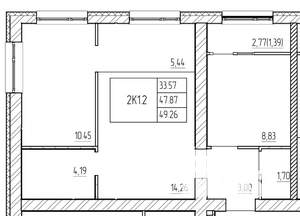 3-к квартира, вторичка, 51м2, 9/17 этаж