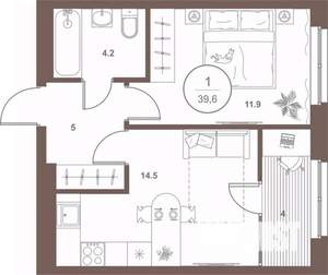 1-к квартира, вторичка, 39м2, 16/16 этаж