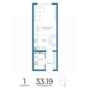 1-к квартира, строящийся дом, 33м2, 6/17 этаж
