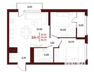 2-к квартира, вторичка, 56м2, 18/18 этаж