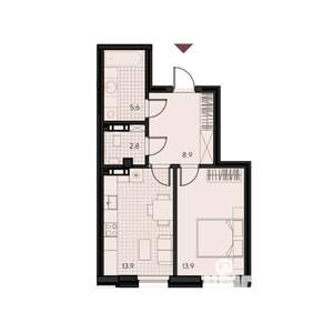 1-к квартира, вторичка, 45м2, 4/18 этаж