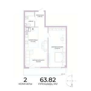 2-к квартира, строящийся дом, 64м2, 11/17 этаж