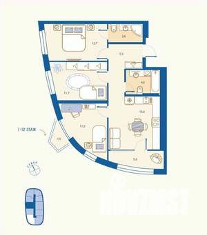 3-к квартира, вторичка, 73м2, 7/16 этаж